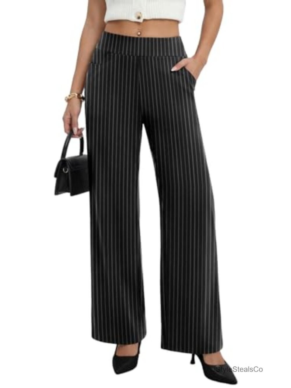 Womens Stretchy Wide Leg Work Pants Business Casual Office Slacks